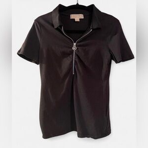 Michael Kors Black Zip-Up Shirt